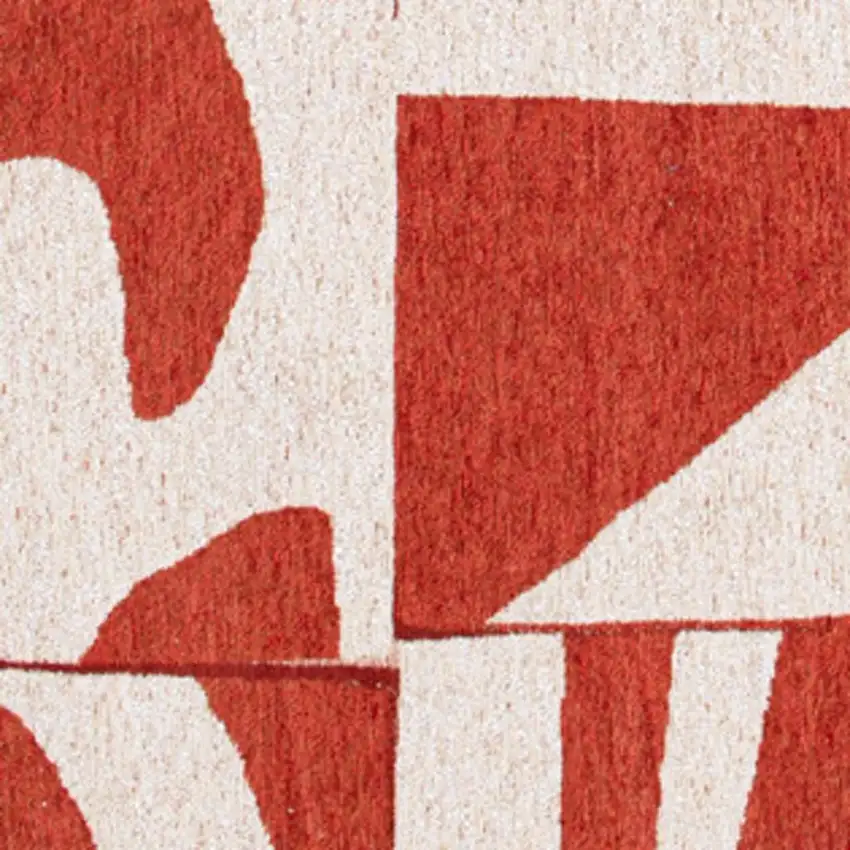 Red And White Geometric Washable Area Rug Photo 3