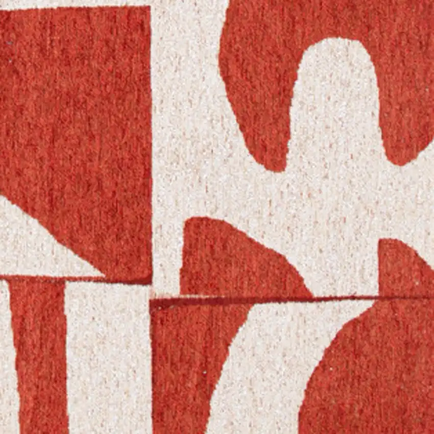 Red And White Geometric Washable Area Rug Photo 7