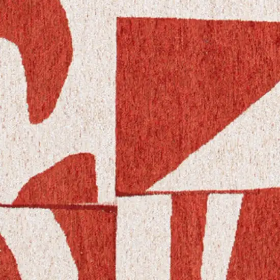 Red And White Geometric Washable Area Rug Photo 3