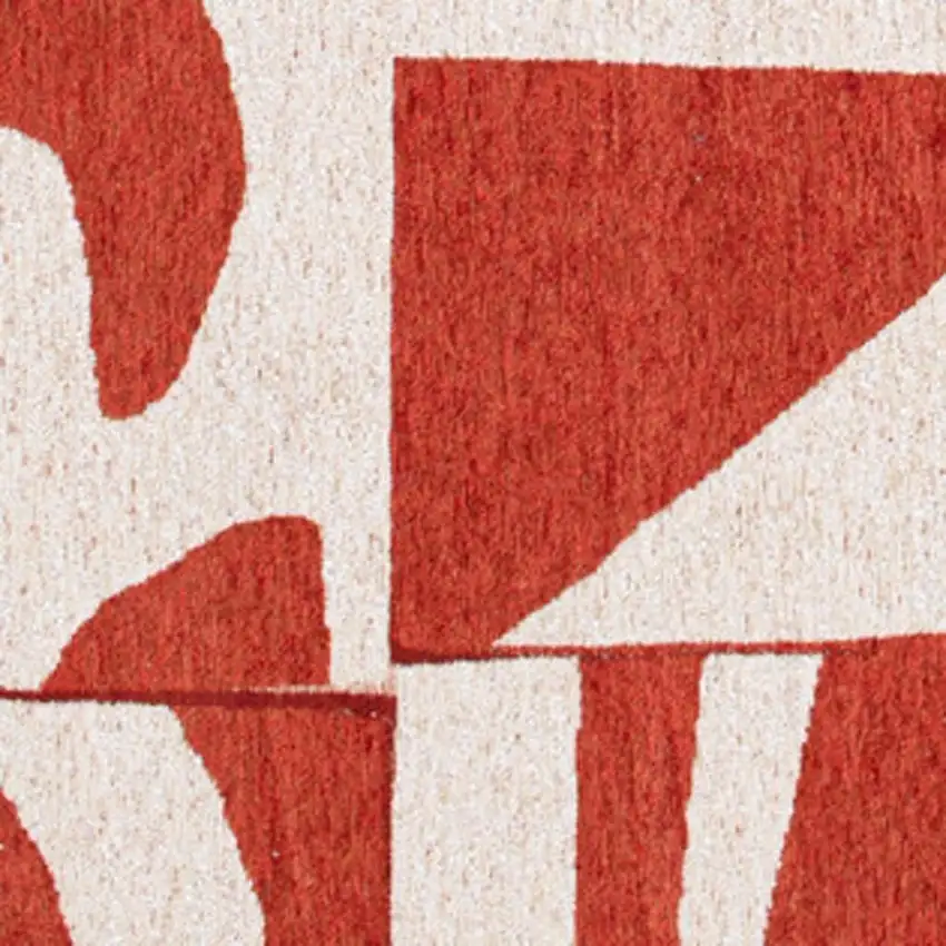 Red And White Geometric Washable Area Rug Photo 3