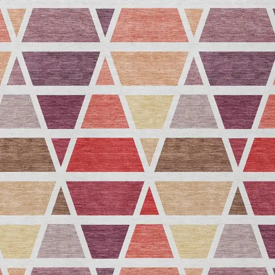 Red And White Geometric Washable Indoor Outdoor Area Rug Photo 3