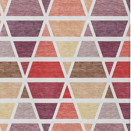 Red And White Geometric Washable Indoor Outdoor Area Rug Photo 3