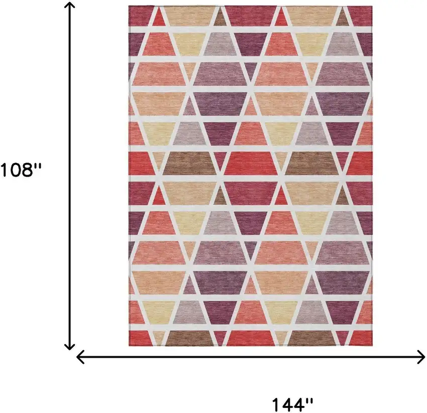 Red And White Geometric Washable Indoor Outdoor Area Rug Photo 7