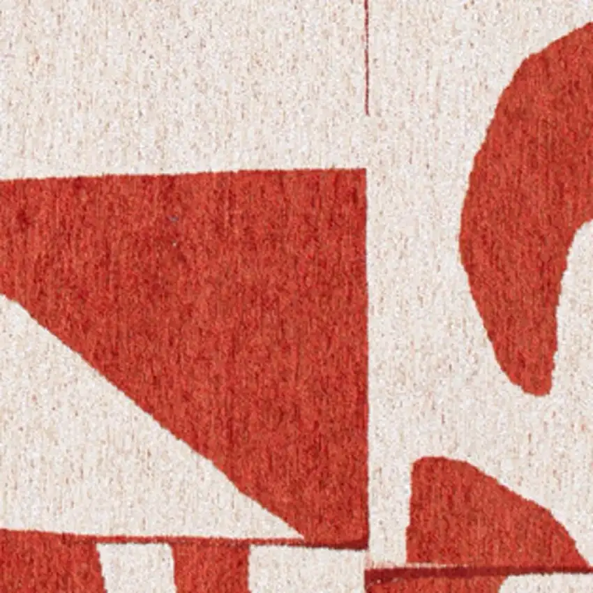 Red And White Geometric ,Washable, Non Skid Area Rug Photo 3