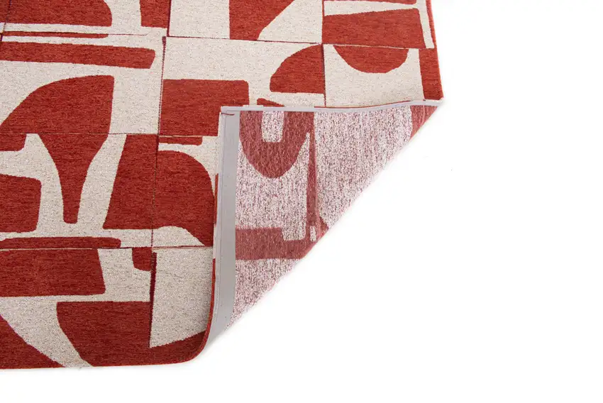 Red And White Geometric ,Washable, Non Skid Area Rug Photo 7