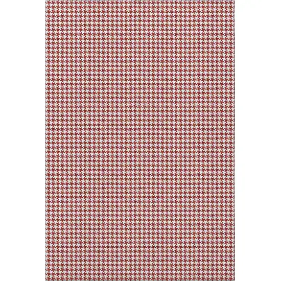 Red And White Houndstooth Washable Area Rug With UV Protection Photo 4
