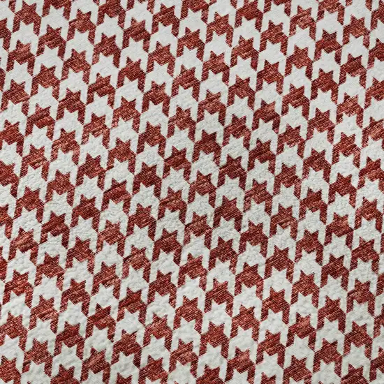 Red And White Houndstooth Washable Area Rug With UV Protection Photo 9
