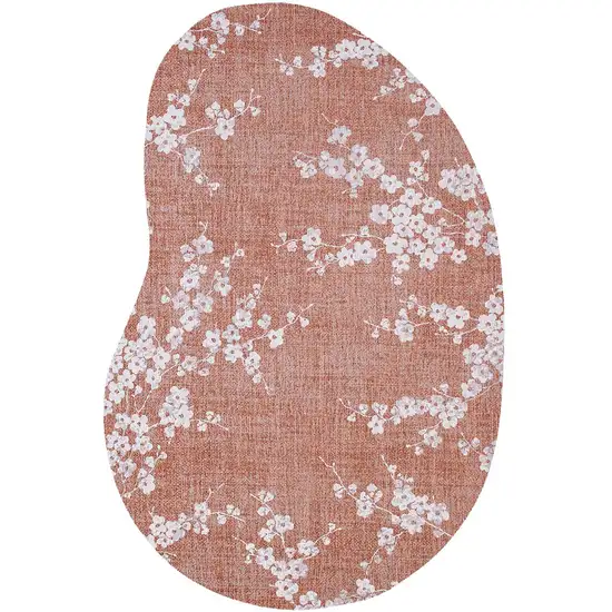 Red And White Oriental Washable Area Rug With UV Protection Photo 3