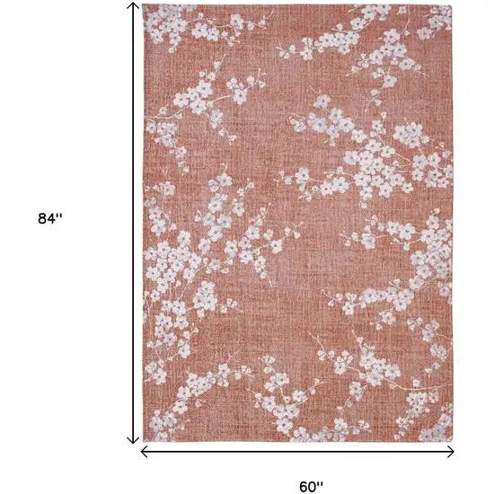 Red And White Oriental Washable Area Rug Photo 5