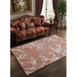 Photo of Red And White Oriental Washable Area Rug