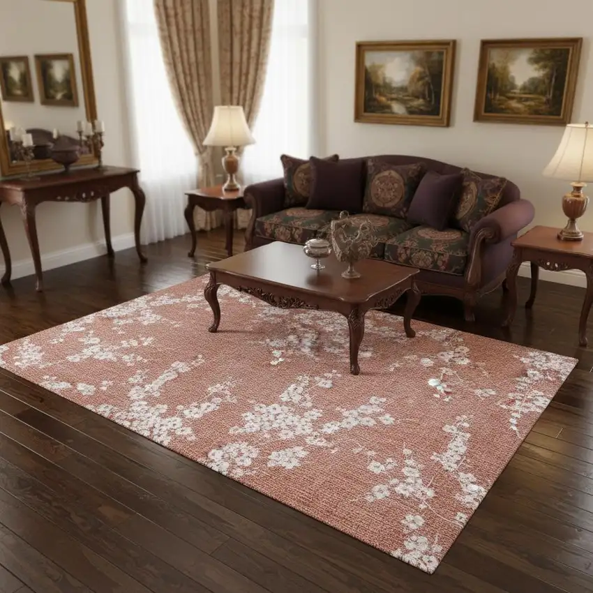 Red And White Oriental Washable Area Rug Photo 1
