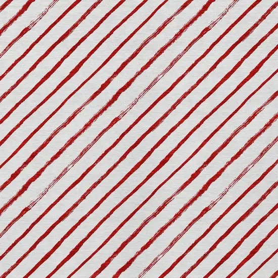 Red And White Striped Washable Indoor Outdoor Area Rug Photo 4