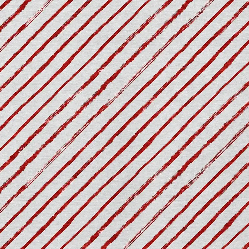 Red And White Striped Washable Indoor Outdoor Area Rug Photo 4