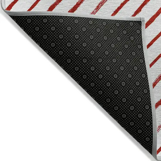 Red And White Striped Washable Indoor Outdoor Area Rug Photo 6