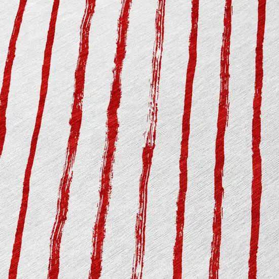 Red And White Striped Washable Indoor Outdoor Area Rug Photo 7