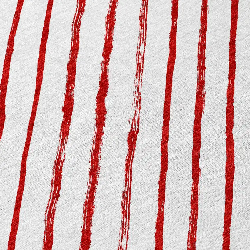 Red And White Striped Washable Indoor Outdoor Area Rug Photo 7
