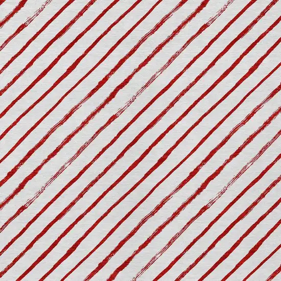 Red And White Striped Washable Indoor Outdoor Area Rug Photo 4