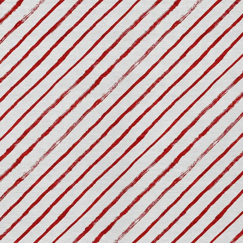Red And White Striped Washable Indoor Outdoor Area Rug Photo 4