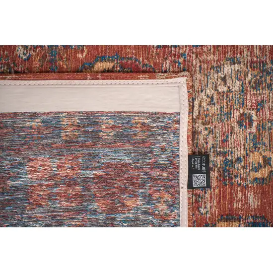 Red And White Tribal Washable Area Rug With UV Protection Photo 6