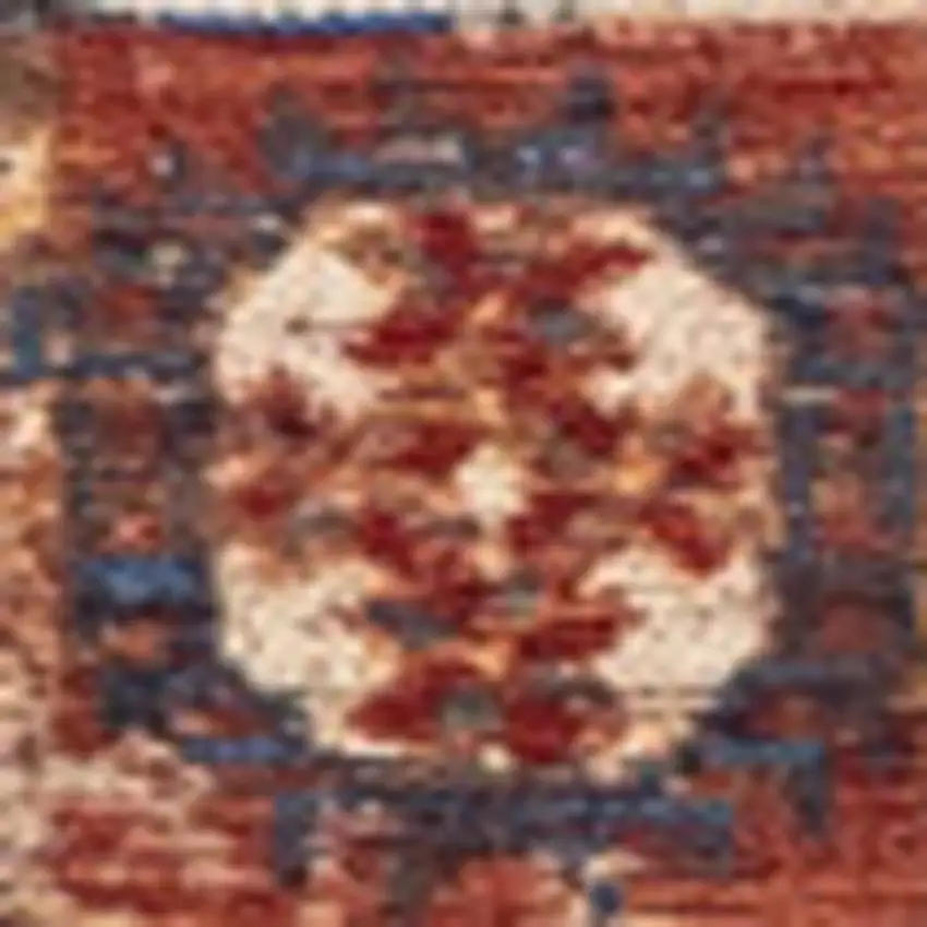 Red And White Tribal Washable Area Rug With UV Protection Photo 8