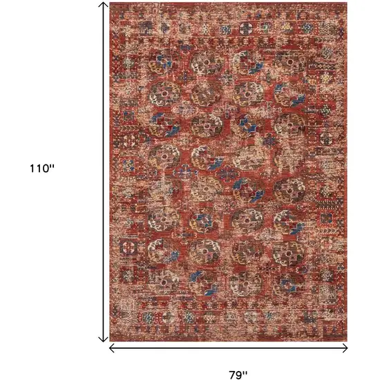 Red And White Tribal Washable Area Rug With UV Protection Photo 9