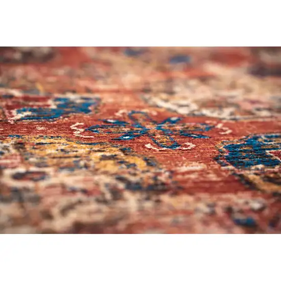 Red And White Tribal Washable Area Rug With UV Protection Photo 6