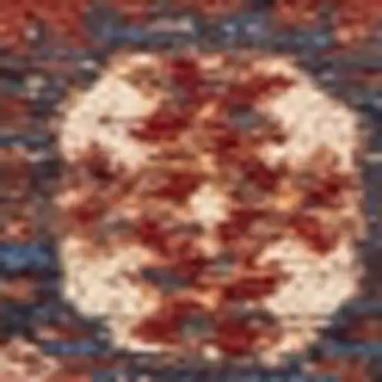 Red And White Tribal Washable Area Rug With UV Protection Photo 2