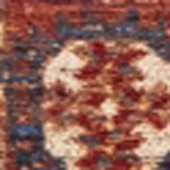 Red And White Tribal Washable Area Rug With UV Protection Photo 8