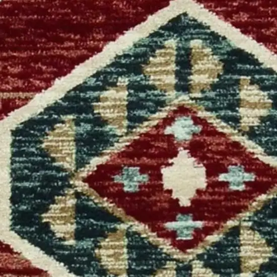 Red And Blue Geometric Area Rug Photo 7