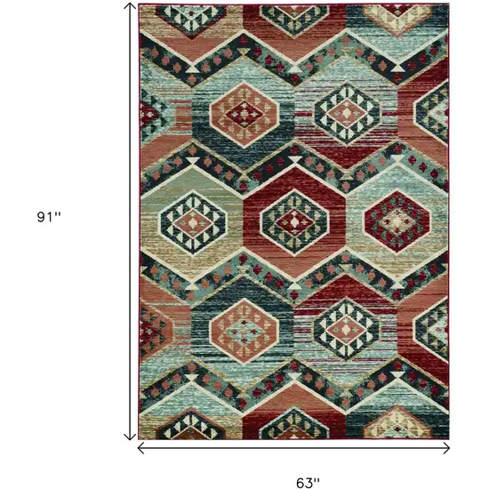 Red And Blue Geometric Area Rug Photo 3