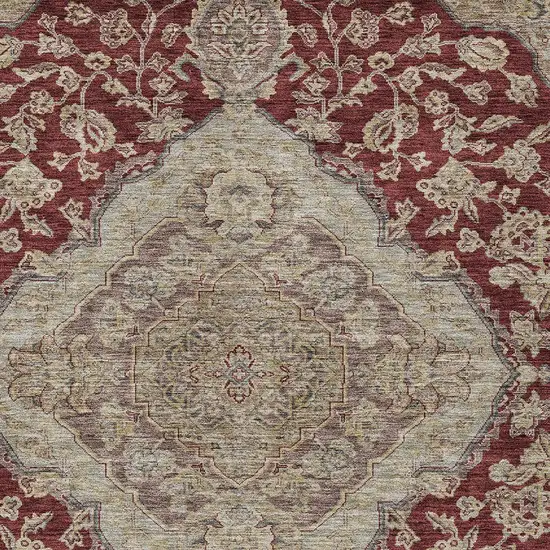 Red Beige And Brown Oriental Washable Indoor Outdoor Area Rug Photo 6