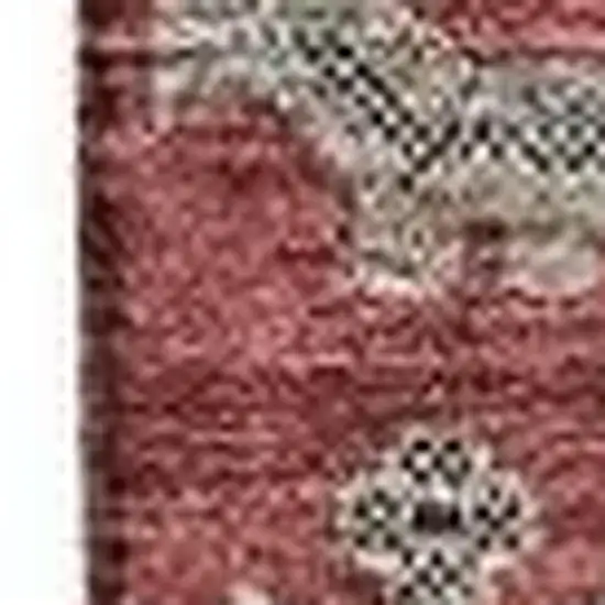 Red Beige And Charcoal Oriental Washable Area Rug With UV Protection Photo 6