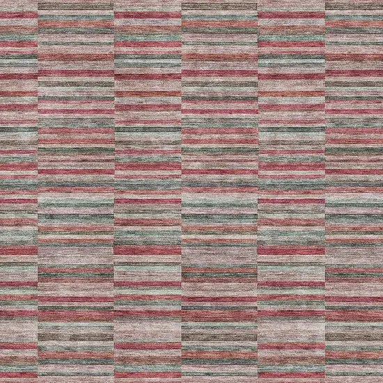 Red Beige And Copper Striped Washable Area Rug With UV Protection Photo 3