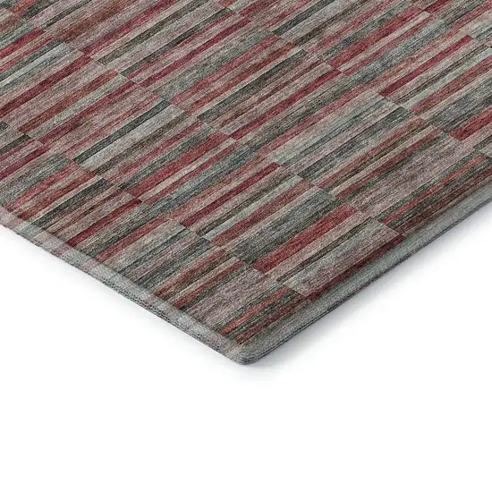 Red Beige And Copper Striped Washable Area Rug With UV Protection Photo 8