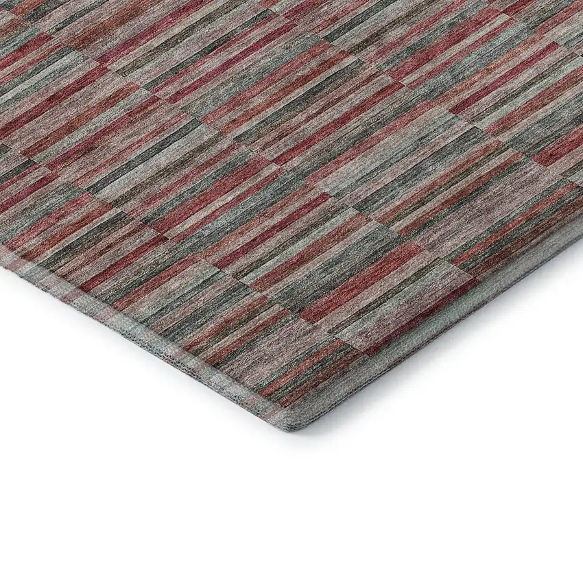 Red Beige And Copper Striped Washable Area Rug With UV Protection Photo 8