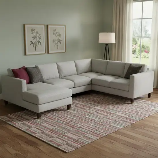 Red Beige And Copper Striped Washable Area Rug With UV Protection Photo 1