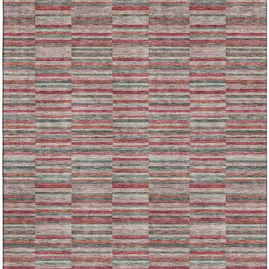 Red Beige And Copper Striped Washable Area Rug With UV Protection Photo 4