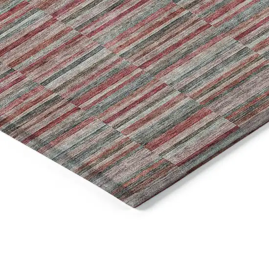 Red Beige And Copper Striped Washable Indoor Outdoor Area Rug Photo 4