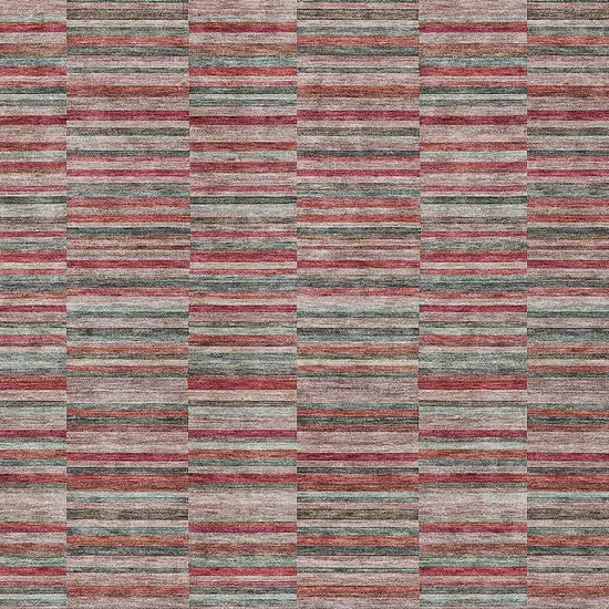 Red Beige And Copper Striped Washable Indoor Outdoor Area Rug Photo 6