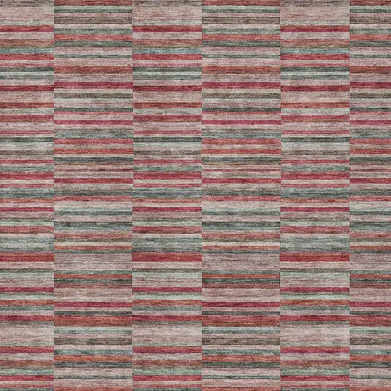 Red Beige And Copper Striped Washable Indoor Outdoor Area Rug Photo 7