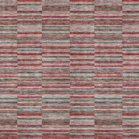 Red Beige And Copper Striped Washable Indoor Outdoor Area Rug Photo 7