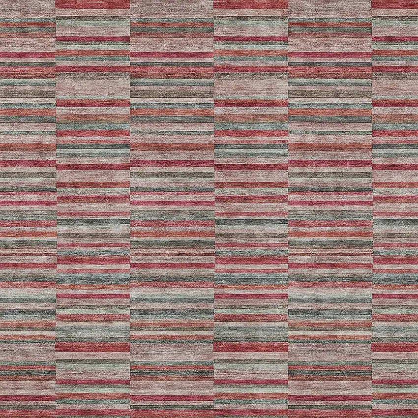 Red Beige And Copper Striped Washable Indoor Outdoor Area Rug Photo 7
