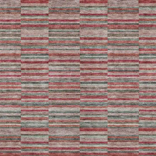 Red Beige And Copper Striped Washable Indoor Outdoor Area Rug Photo 7