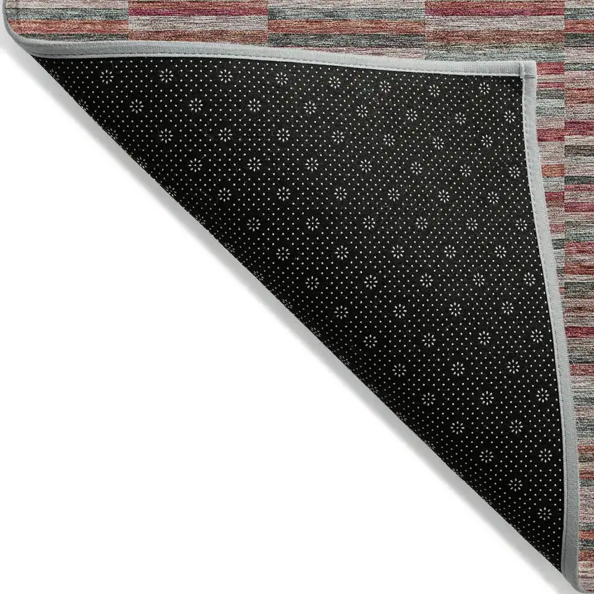 Red Beige And Copper Striped Washable Indoor Outdoor Area Rug Photo 4
