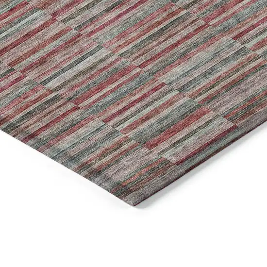 Red Beige And Copper Striped Washable Indoor Outdoor Area Rug Photo 5
