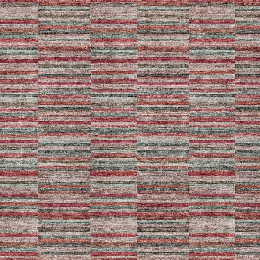 Red Beige And Copper Striped Washable Indoor Outdoor Area Rug Photo 7