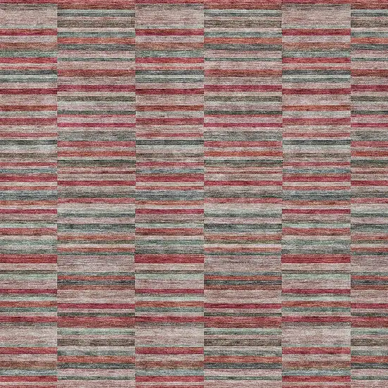 Red Beige And Copper Striped Washable Indoor Outdoor Area Rug Photo 7