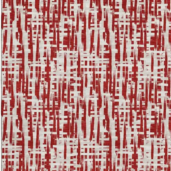 Red Beige And Ivory Abstract Geometric Washable Area Rug With UV Protection Photo 2