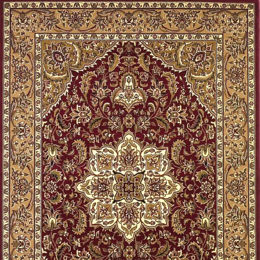 3'X5' Red Beige Machine Woven Floral Medallion Indoor Area Rug Photo 7