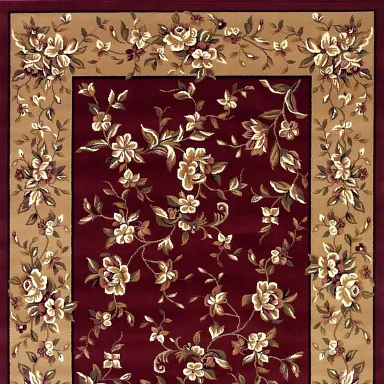 Red And Beige Floral Vines Area Rug Photo 8